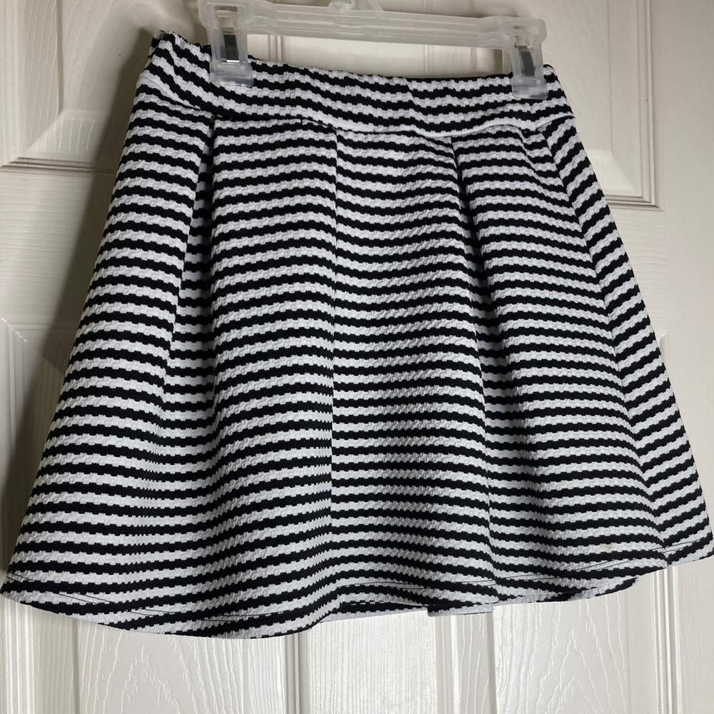 Black & White Striped Mini Skirt